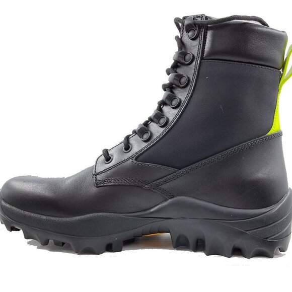 MCM Men\'s Black Leather Reflective Patch Boots w/Yellow Pull MEX 9AMM83 BK sz 41